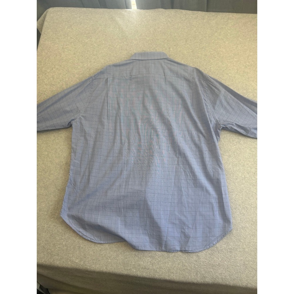 Gitman Bros Dress Shirt Mens 19 34 Blue Windowpane Plaid Check Business Made USA - Picture 8 of 10